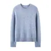 100% Lã Cashmere Pura Fio Fancy de Três Fios Calibre A Gola Redonda Raglã Novo Solto Quente Manga Longa Malha Camada Base Suéter