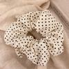Accesorios para el Cabello de Primavera y Verano Bandas Elásticas para el Cabello Estilo Coreano Scrunchies de Lunares Crema Ligas Populares en Línea Alta Elasticidad