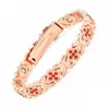 Pulsera magnética de moda europea y americana, superventas transfronteriza, lujo ligero, trébol de la suerte, aleación con incrustaciones de diamante, pulsera de joyería magnética de una sola fila para mujer