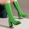 22 Comercio exterior nuevo cabeza cuadrada cremallera lateral plataforma impermeable tacón grueso súper alto tubo largo pero rodilla botas de mujer talla 43 transfronterizo