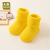 Categoría A Bebé Niño Pequeño Algodón Otoño Invierno Felpa Engrosada Antideslizante Color Sólido Calentador de Piso para Bebé Calcetines de Piso para Caminar Venta al por Mayor 6