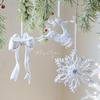 Nuevo producto transfronterizo: decoración navideña, alce blanco flocado, copo de nieve, colgante, decoración para árbol de Navidad, colgante, foto.