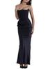 Vestido bodycon longo europeu e americano ins transfronteiriço novo multicolorido tubo na cintura peito ombro a ombro espartilho plissado quadril