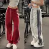 Pantalones Casuales de Diseño Rayado Patchwork Peso Pesado Americano Otoño Nueva Llegada Moda Masculina Tendencia Versátil Cordón Pantalones Deportivos
