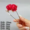 Pinza para el Cabello en Forma de U con Flor de Rosa Blanca Luna Suave con Cheongsam de la Dinastía Han Chinoiserie Pinza para el Cabello Accesorios de Lujo para el Cabello Tocado