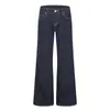 Jeans acampanados blancos de estilo retro americano para hombre, estilo callejero cleanfit holgados de color liso versátiles de pierna ancha largos