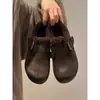 Zapatos de Mujer Estilo Europeo con Forro de Piel 2026 Invierno Nuevos Estilo Europeo Superficie de Cuero Casual Retro Mocasines