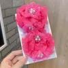 Ornamento de Cabelo para Dança Infantil Adorno de Cabeça para Damas de Honra Coque de Bola para Festa Anel de Cabelo Elástico Flor Botão de Flor Acessório de Cabeça para Bebês Meninas