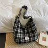 Bolso Cruzado de Cuadros de Gran Capacidad para Mujer Otoño e Invierno, Bolso de Viaje de Aspecto Elegante y Versátil, Bolso de Hombro Casual Coreano de Lana
