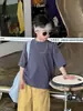 Ropa Infantil Niños Manga Corta Fina Estilo Nuevo Verano 2026 Camiseta de Color Liso con Sensación de Hielo Niños Grandes Ropa de Verano para Niños Ropa Amigable con la Piel