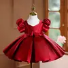 Vestido formal infantil festivo cuello en V lazo de perlas estilo corto sesión de fotos de cumpleaños de un año vestido de princesa anfitrión AliExpress femenino