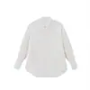 Camisa Listrada Casual Simples Nanxia para Mulheres, Corte Solto, Gola Ponta, Manga Longa, Camisa Minimalista Versátil