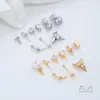 Colgante de Corazón, Estrella de Cinco Puntas, Trébol y Corona Chapado en Oro Blanco de 14K con Circonia Incrustada y Soporte para Pin de Perla Accesorios Hechos a Mano para DIY