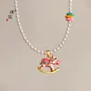 Collar de Perlas para Caballo Mecedora Color Oro Arena Estilo Mismo de la Tienda de Oro Puzuo, Infantil, de Moda, Exquisito y Versátil Cadena para Clavícula para tu Novia