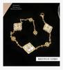 ¡Alta calidad! Collar de trébol de cuatro hojas Buccellati, pulsera, anillo de nácar, textura de alta gama, lujo ligero, moderno