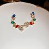 Aretes Colgantes de Diamante Coreanos Coloridos para Mujer, Aretes de Diseño de Nicho de Temperamento de Lujo Ligero Moderno
