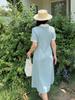 Vestido de Color Bloque con Cuello Polo para Mujer Tallas Grandes Inno, Nuevo Estilo de Verano, Ceñido a la Cintura, Vestido de Longitud Media que Reduce la Edad 222191