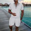 Conjunto de Polo con Cremallera de Moda Europea, Americana y Asiática Transfronterizo para Hombre, Polo Casual Estampado en 3D, Pantalones Cortos Casuales