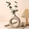 Nuevo jarrón artesanal de resina de roca de arena de dona, adornos para decoración del hogar, jarrón de decoración de flores de simulación para sala de estar
