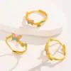 Anillo Abierto Ajustable de Aleación con Goteo de Aceite Estilo Chino, Anillo de Mariposa y Flor de Lujo Ligero de Gama Alta Estilo Ins