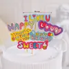 Estilo INS Coreano Lindo Decoración de Pastel Oso de Dibujos Animados Tarjeta de Feliz Cumpleaños Flor Sonriente Enchufe Vestir