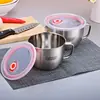 Yajian Acero Inoxidable Engrosado Taza para Comida Rápida Redonda Fiambrera para Oficinistas Gran Capacidad Bol para Fideos Instantáneos Bol para Arroz de Comedor