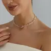 Joyería transfronteriza europea y americana, collar de cuentas con corazón de grava rosa simple, accesorio de cuello versátil de patchwork colorido estilo ins