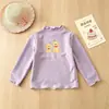 Camiseta base para niña estilo primavera y otoño 2026 cuello semi-alto ropa de bebé niña camiseta de manga larga para niños