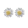 Pendientes Pequeños de Margarita de Plata Pura S999 para Mujer, Accesorios Florales Frescos y Elegantes con Cierre de Rosca, Adecuados para Perforaciones de Oreja, Venta al por Mayor