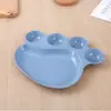 Vajilla Infantil de Paja de Trigo Pie de Oso Fruta Papas Fritas Separado Cuatro Colores Opcionales Plato de Cena de Dibujos Animados Plato Separado para Empanadillas