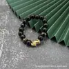 Pulsera Pixiu de Imitación Oro Arena Vietnamita Pulsera de Imitación Oro Negro Obsidiana Peel Pulsera Atmosférica Ágata Chapada en Oro Rojo Regalo