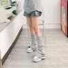Calcetines Deportivos Casuales de Estilo Versátil para Adelgazar Otoño e Invierno con Cordón Fruncidos Color Sólido Caña Media Cuerno Estilo Nuevo Mangas de Pierna Suelta para Mujer
