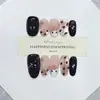 Daiyueda Uñas Portátiles Hechas a Mano Otoño e Invierno Nuevo Gato de Dibujos Animados Estampado de Leopardo Pintado a Mano Parche de Manicura Ojo de Gato Elegante
