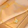 Novo Pulseira Borboleta com Gotejamento de Óleo Luminoso para Mulheres, Design Versátil de Nicho de Luxo Leve, Tornozeleira de Alta Qualidade Fresca e Doce com Incrustação de Diamantes
