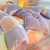Juego de cuatro piezas de terciopelo de leche de invierno, cama engrosada, otoño e invierno, sábanas ajustables, funda nórdica con forro polar, terciopelo coral, cama de dormitorio, sábanas, juego de tres piezas