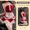 Top de tubo de encaje empalmado con cuello halter de gravedad de medio azúcar Falda de terciopelo para pastel Atuendo Navideño Puro Deseo 9007