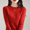 Camiseta básica de punto de cuello redondo para mujer, corte ajustado y adelgazante, suéter elegante nuevo para otoño e invierno 2026