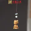 Sandalo Esculpido Flor Pequena Dragão Corrente para Celular DIY Corda Trançada à Mão Pingente de Decoração para Mochila de Casal