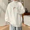 Suéter de cuello alto para hombre de otoño e invierno, estilo casual, engrosado, corte holgado, elegante, adecuado para hombres jóvenes, se puede usar como capa base o prenda exterior, suéter de punto retro