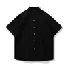 Camisas Nuevas para Hombre Transfronterizas Verano Color Sólido Lino Caída Simple Holgadas Casuales de Manga Corta Tops para Hombre