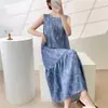 Nueva Bata de Noche Sin Mangas Estilo Chino Nacional Estampada para Mujer, Estilo Delgado de Verano, Se Puede Usar Afuera, Ropa para el Hogar, Longitud Media, Vestido de Gama Alta