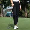 Calça Comprida de Golfe Feminina Primavera/Verão 2026 com Barra Dividida e Cintura Elástica Calças Femininas
