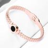 Pulsera de Epoxy Redonda con Números Romanos Huecos Negros de 6 mm, Europea y Americana Transfronteriza, Ajustable de Acero Inoxidable, Venta al por Mayor
