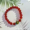 Pulseira de Contas de Ágata Vermelha Natural Estilo Antigo para Mulheres no Ano do Zodíaco, Pulseira de Contas Multi-Voltas DIY Estilo Igual ao de Zhao Lusi Venda por Atacado