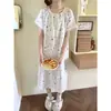 Vestido Pijama de Verão Colorido Estampado Doce e Fofo para Meninas e Mulheres Estilo Coreano Ins Soltinho Manga Curta Pode Ser Usado Fora