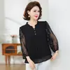 Ropa Elegante y de Moda para Mujeres, Mamás, Top Delgado de Gasa para Verano con Encaje en Mangas Tres Cuartos