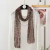Bufanda Larga de Algodón y Lino Plisada Ajustada Nueva Combinación de Ropa Bufanda de Seda con Estampado de Lunares y Leopardo Bufanda Larga de Punto Fino Estrecho con Trenzas