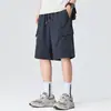 Pantalones Cortos de Trabajo de Seda de Hielo para Hombre, Estilo Delgado de Verano, Nuevo Modelo 2026, Rectos Holgados, Marca de Moda Americana, Casual, Hasta la Rodilla