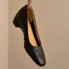 Zapatos de mujer de piel de oveja, estilo francés, piel auténtica, modelo nuevo 2026, tacón grueso, corte bajo, zapatos de noche, tacones altos elegantes y cómodos