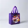 Novas Sacolas de Presente de Natal com Estampa Dourada de Comércio Exterior em Estoque, Sacolas Tote de Tecido Não Tecido com Estampa Colorida de Personagens do Papai Noel